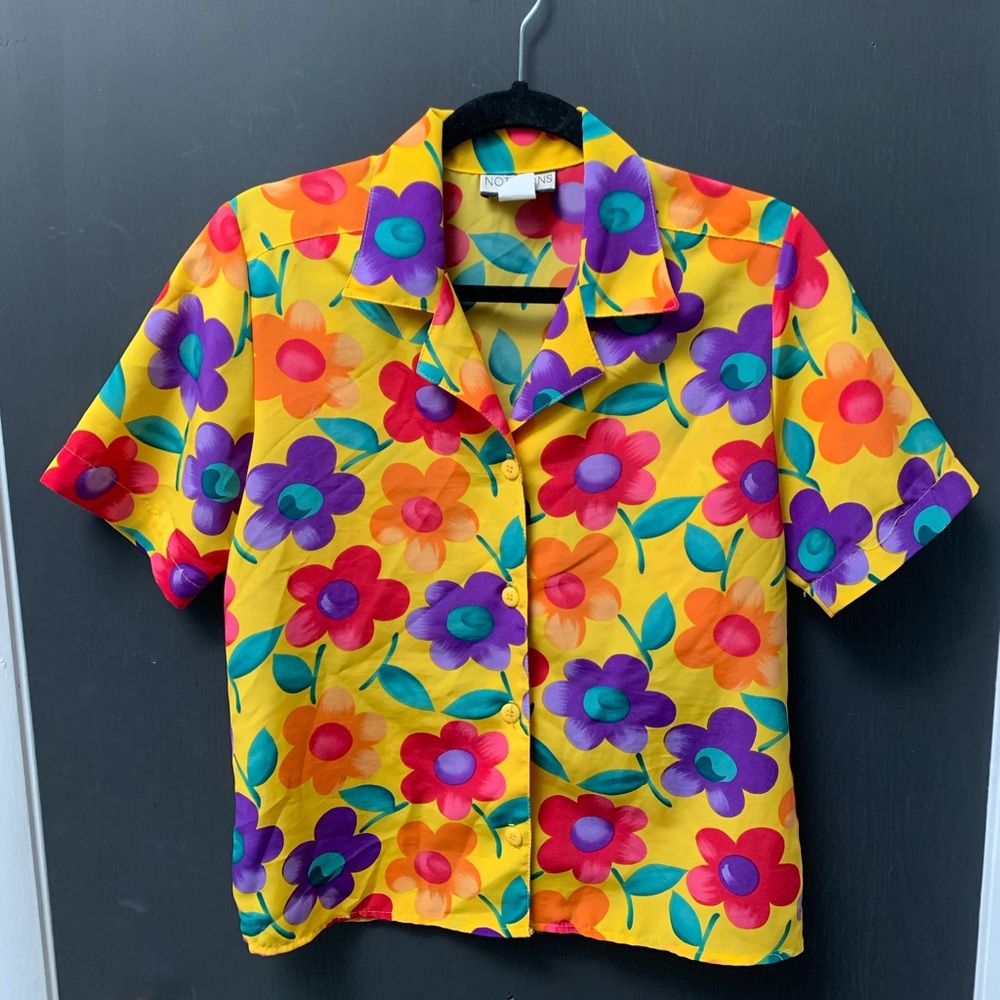 Notations Floral Silky Blouse Size 4 Petite